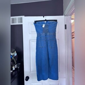 Express Strapless Denim Midi Dress - Blue